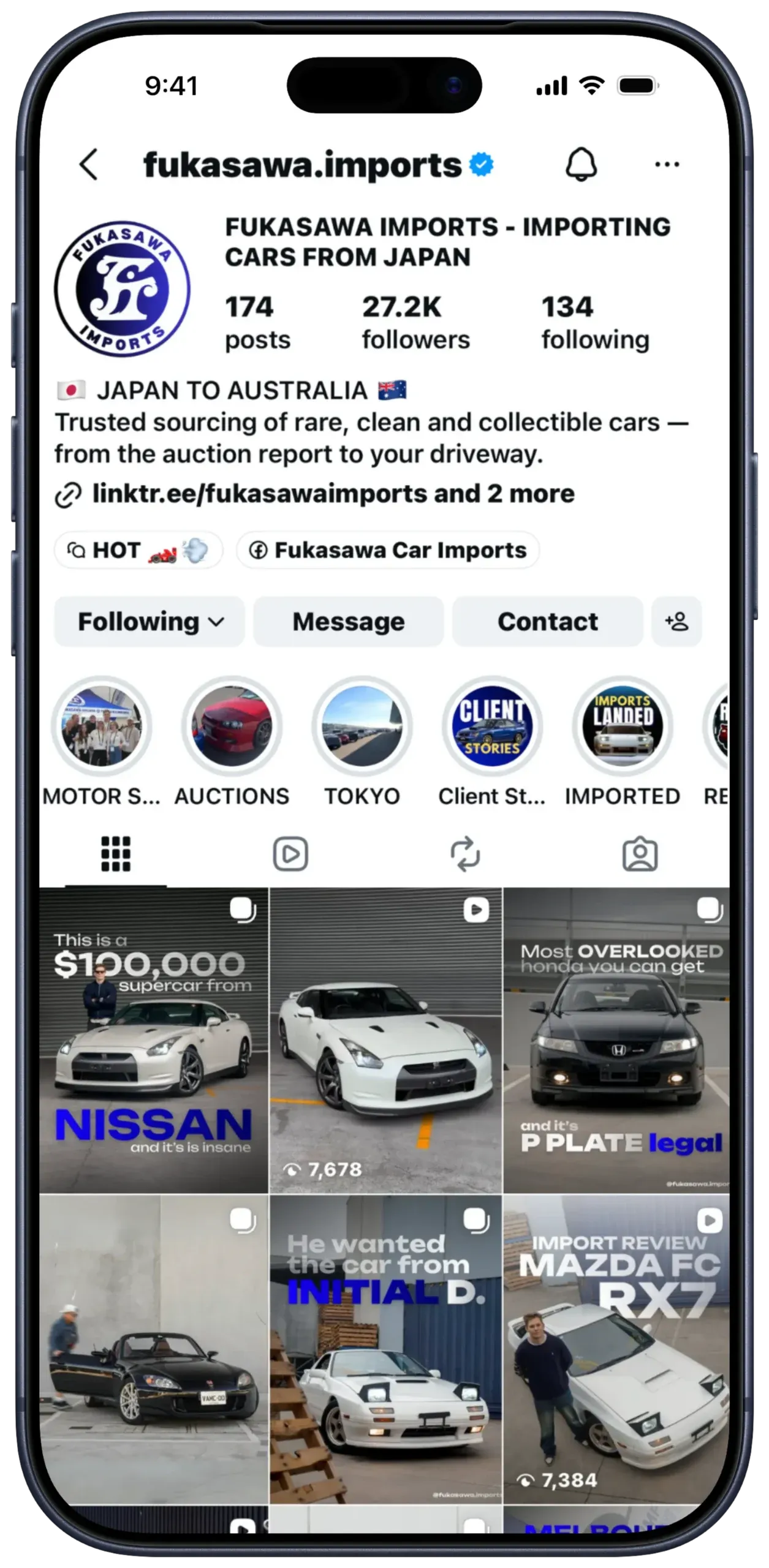 Fukasawa Imports Instagram account big importer 15k followers