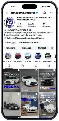 Fukasawa Imports Instagram account big importer 30k followers