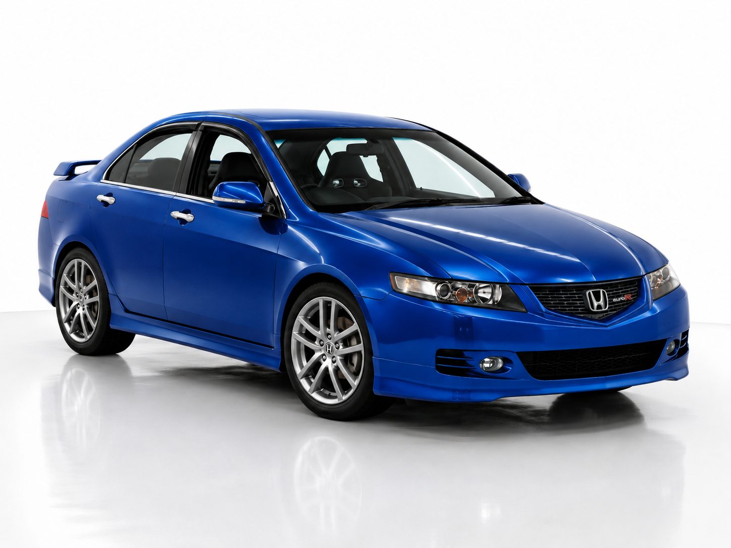 Blue Honda Accord Euro R CL7 facelift, front three-quarter studio shot