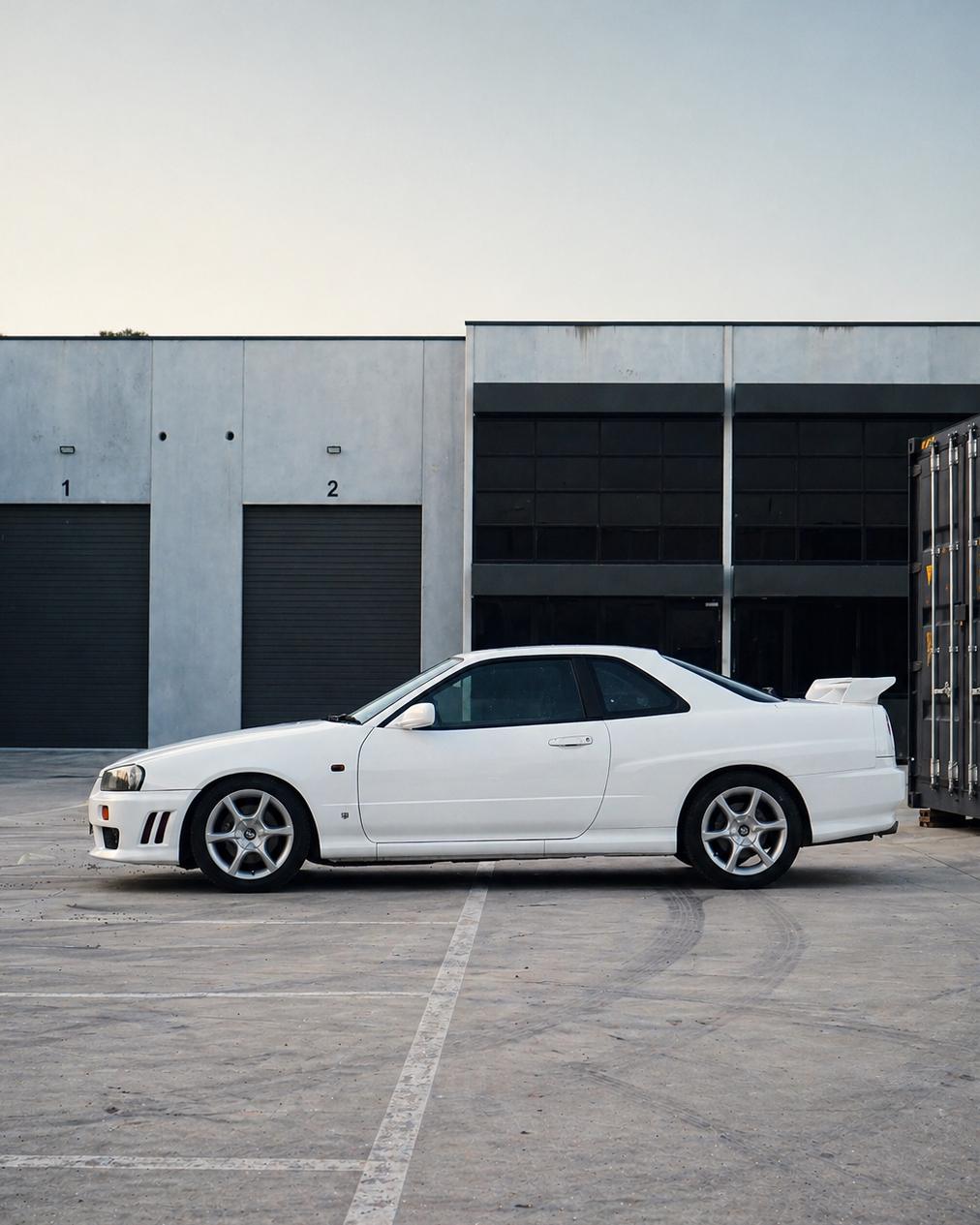 Nissan Skyline R34 GT-T, a club member's car registered under a Fukasawa Car Imports Club permit